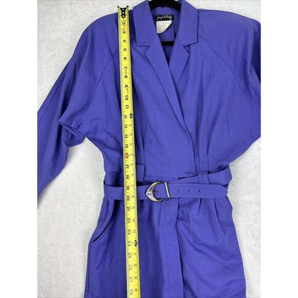 Vintage 80s Joseph Ribkoff Purple Dress Suit One Piece With Belt Button Up Skirt - Picture 10 of 14